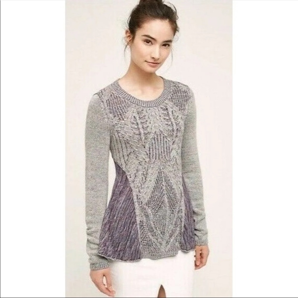 Anthropologie Moth Tunic Knit Sweater M Purple